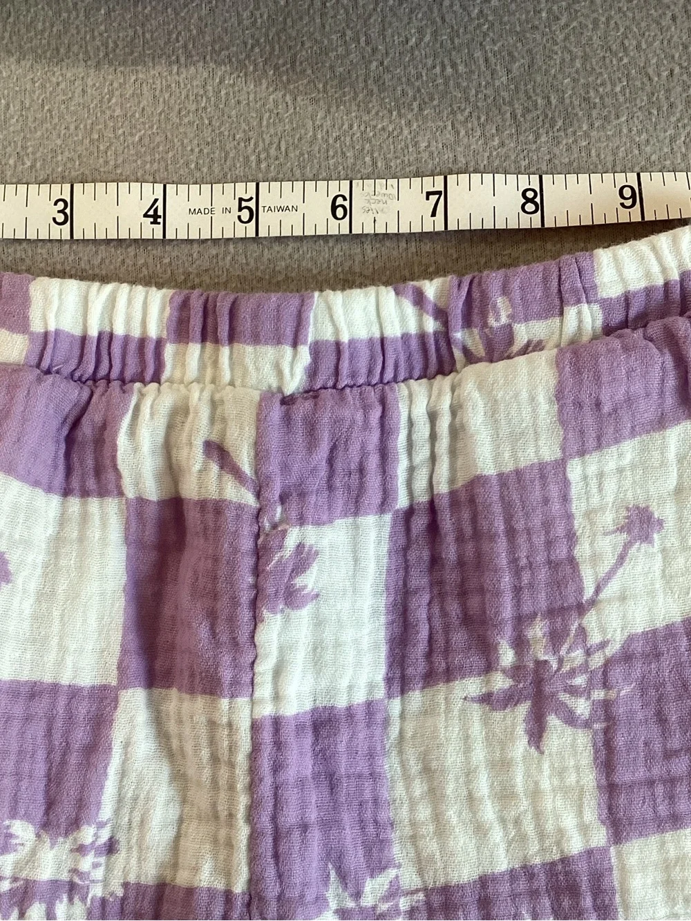 Grayson Threads Lavender and White Check Palm Shirt & Shorts Set Size M Cotton